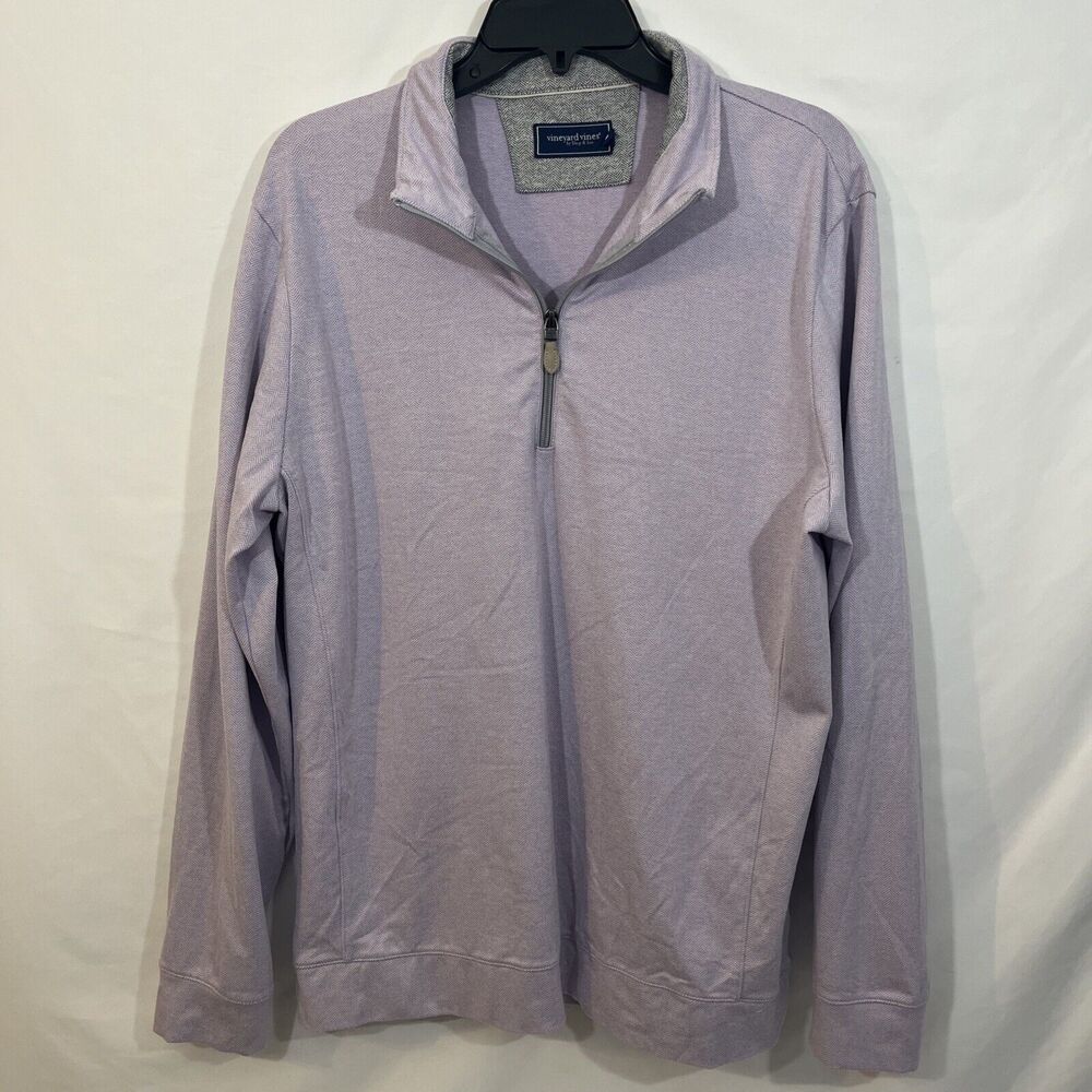 NWT VINEYARD VINES Purple Herringbone 1/4 Zip Fashion Knit Pullover Medium